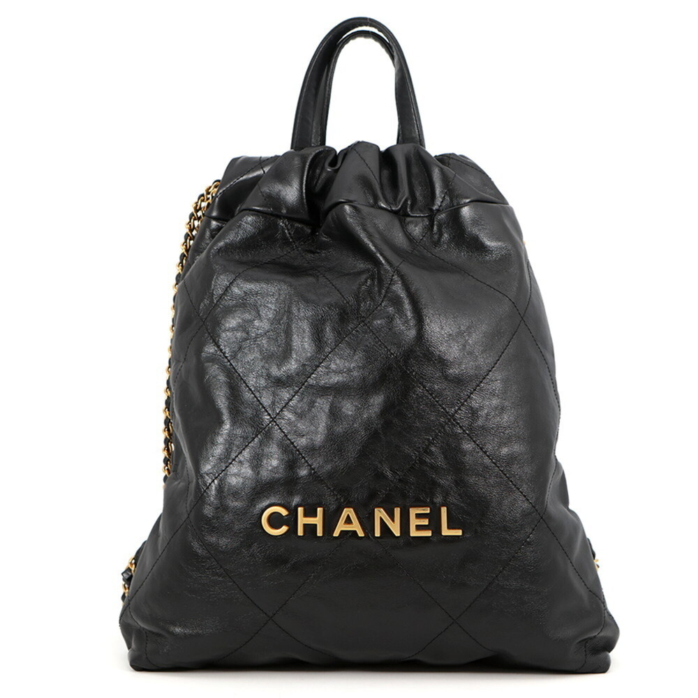 Chanel backpack, 22 Small, Shiny Calfskin AS3859, CHANEL handbag, black, Chanel,
